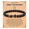 Cross Natural Tiger Eye & Frosted Black Obsidian Round Beads Stretch Bracelets for Men Women WG92FBF-01-1