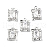 Brass Micro Pave Clear Cubic Zirconia Charms KK-E068-VF223-4