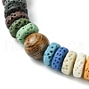 Dyed Natural Lava Rock Disc & Wood Beaded Stretch Bracelet BJEW-JB09799-3