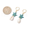 Starfish Synthetic Turquoise Hoop Earrings EJEW-JE06440-4