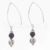 Natural Lava Rock Beads Dangle Earrings EJEW-JE02811-09-1
