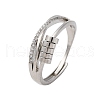 Brass Micro Pave Clear Cubic Zirconia Finger Rings for Women Ease Anxiety RJEW-S624-05P-03-4