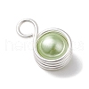 Shell Pearl Round Copper Wire Wrapped Pendants PALLOY-JF03259-03-4