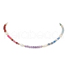 4mm Faceted Round Dyed Natural Agate & Carnelian & Green Aventurine & Aquamarine & Amethyst & Freshwater Pearl Beaded Necklaces NJEW-JN05110-2