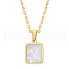 Shell Rectangle Pendant Initial Necklaces PW-WGEBFCF-22-1