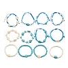12Pcs 12 Styles Dyed Synthetic Turquoise Beads Braided Bead  Bracelets & Stretch Bracelets for Women BJEW-JB11624-3