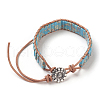Natural Regalite/Imperial Jasper/Sea Sediment Jasper Cord Beaded Bracelets BJEW-E351-03C-3