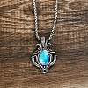 Bohemian Hollow Teardrop Alloy Pave Glass Imitation Moonstone Pendant Necklaces for Women FS-WG4BB29-01-4