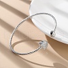 Clear Cubic Zirconia Open Cuff Bangle BJEW-G737-01P-01-2