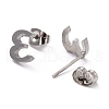 304 Stainless Steel Greek Alphabet Stud Earrings STAS-D007-07P-12-2