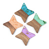 Transparent Resin & Walnut Wood Pendants RESI-S389-011A-B-1