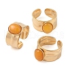 Oval Natural Agate Finger Rings RJEW-Z057-12G-04-4