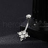 304 Stainless Steel Clear Cubic Zirconia Curved Barbell Belly Button Rings AJEW-D306-03P-03-1