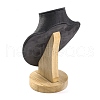 Bust Shaped Microfiber & Wood Jewelry Necklace & Earrings Display Stands NDIS-H042-01A-02-2