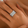 Brass Micro Pave Cubic Zirconia Finger Rings for Women YO5989-2-1