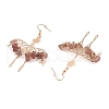 Natural Strawberry Quartz Chips Dangle Earrings EJEW-S214-01G-2