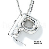 Brass Pave Clear Cubic Zirconia Shiny Balloon Letter Pendant Necklaces IT0451-12-1