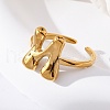 304 Stainless Steel Open Cuff Rings for Women RJEW-M060-01G-14-3