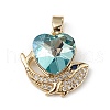 Real 18K Gold Plated Rack Plating Brass Micro Pave Cubic Zirconia Pendants KK-C015-28G-17-1