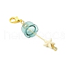 Glass & Brass Cubic Zirconia Charms & Synthetic Turquoise Beads Pendant Decorations HJEW-JM02980-02-3