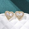Heart Brass Micro Pave Clear Cubic Zirconia Stud Earrings KK-D363-12A-G-5