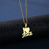 Word I Love Jesus 304 Stainless Steel Pendant Necklaces & Stud Earrings Sets FS-WGBBC94-01-3