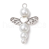 Pearlized Glass Pearl Bead Pendants PALLOY-JF03203-02-1