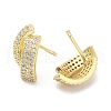 Rack Plating Brass Micro Pave Clear Cubic Zirconia Stud Earrings for Women EJEW-M260-20G-2