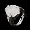 Natural Quartz Crystal Teardrop Adjustable Rings RJEW-K241-03P-11-4