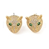 Brass Micro Pave Clear Cubic Zirconia Stud Earrings for Women EJEW-G402-02G-2