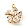 Brass Micro Pave Clear Cubic Zirconia Pendants KK-U065-01A-G-1