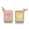 Brass Micro Pave Clear Cubic Zirconia Pendants ZIRC-B002-30G-3