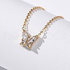 304 Stainless Steel Cubic Zirconia Butterfly Pendant Necklaces NJEW-Z057-05B-G-3