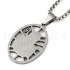 304 Stainless Steel Hollow Catholic Saint Benedict Oval Pendant Box Chain Necklaces NJEW-D089-05P-1