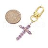 Wire Wrapped Natural Gemstone Cross Pendant Decoration HJEW-JM01932-3