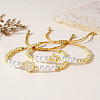 2Pcs Adjustable Brass Beaded Braided Bead Bracelet Set for Women IK1193-3-1