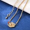 Mother's Day Brass Micro Pave Cubic Zirconia Birthday Flower Link Bracelets BJEW-U031-01G-01-3