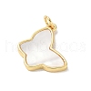 Brass Pave Natural White Shell Pendants KK-S522-05C-G-2