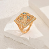 Brass Micro Pave Cubie Zirconia Geometric Hollow Adjustable Finger Rings for Women DH2943-4-1