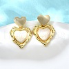 Heart Brass Enamel Stud Earrings EJEW-Z086-17G-01-1
