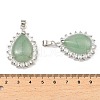 Natural Green Aventurine & Rhinestone Pendants G-K338-31P-05-3