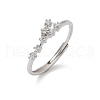 Constellations Rhodium Plated 925 Sterling Silver Micro Pave Clear Cubic Zirconia Adjustable Rings for Women RJEW-P130-01P-G-4
