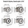 DELORIGIN 4Pcs 4 Styles Alloy Snap Rings for Women Men RJEW-DR0001-03A-2