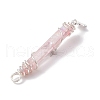3Pcs 3 Styles Electroplated Natural Quartz Crystal Pointed Copper Wire Wrapped Pendants PALLOY-JF03767-05-3