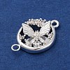 Brass Pave Clear Cubic Zirconia Connector Charms KK-Z066-08S-2