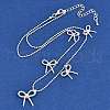Brass Bowknot Bib Ball Chain Necklaces for Women NJEW-K386-01P-3