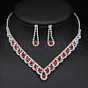 Alloy Rhinestone Pendant Necklaces & Earrings Sets for Women WGE8301-05-1