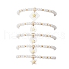 5Pcs 5 Styles Natural Freshwater Shell with Metal Star Slice Charm Bracelets BJEW-JB11688-2