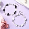 2Pcs Natural Howlite & Obsidian Chip Link Bracelets BJEW-JB11592-1