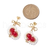 Handmade Glass Seed Beads Heart Stud Earrings EJEW-MZ00291-02-3